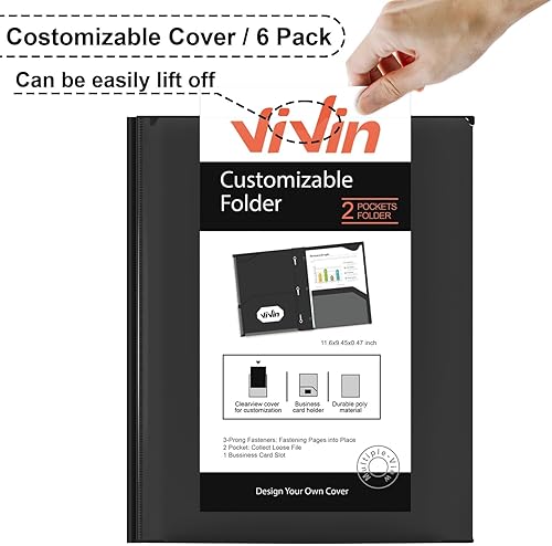 Miniatura 4 de ViVin Carpetas de bolsillo de plástico resistente con puntas, carpeta de 2 bolsillos con bolsillo frontal transparente y pestañas que se mantienen