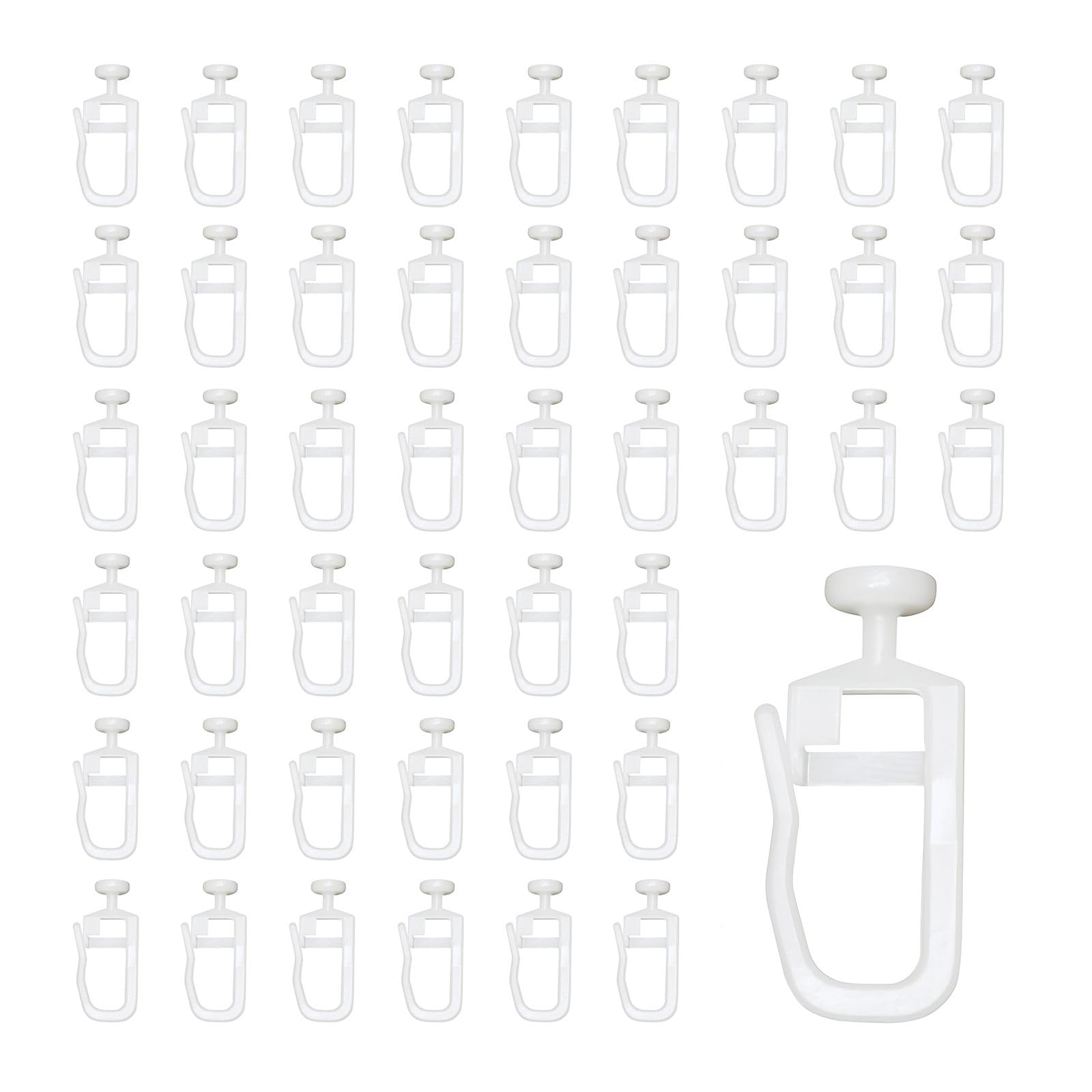 100 Pcs Plastic Curtain Hooks, 7 mm Sliding Track Glider Hooks for Window, Door, Shower Curtains