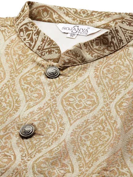 Image of SOJANYA (Since 1958, Men's Silk Blend Grey Kurta Pyjama & Silk Blend Jacket Combo