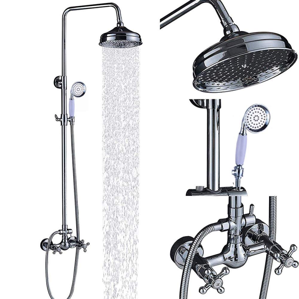 Système de douche murale pluie avec mitigeur double poignée en laiton
