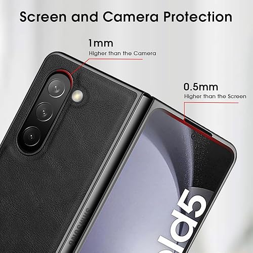Miniatura 3 de X-level Funda para Samsung Galaxy Z Fold 5, delgada y delgada de piel sintética de alta calidad, protección a prueba de golpes, funda plegable para