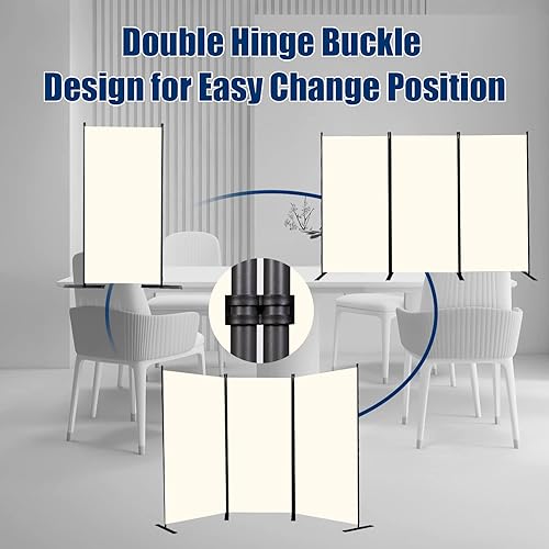 Vista 5 de Divisor de habitación portátil de 6 pies y pantallas de privacidad plegables, divisor de tela de 102 pulgadas de ancho para separación
