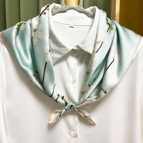 Miniatura 166 de FONYVE - Pañuelo de satén sedoso de tamaño mediano para mujer, cuadrado, 27.5 x 27.5 pulgadas