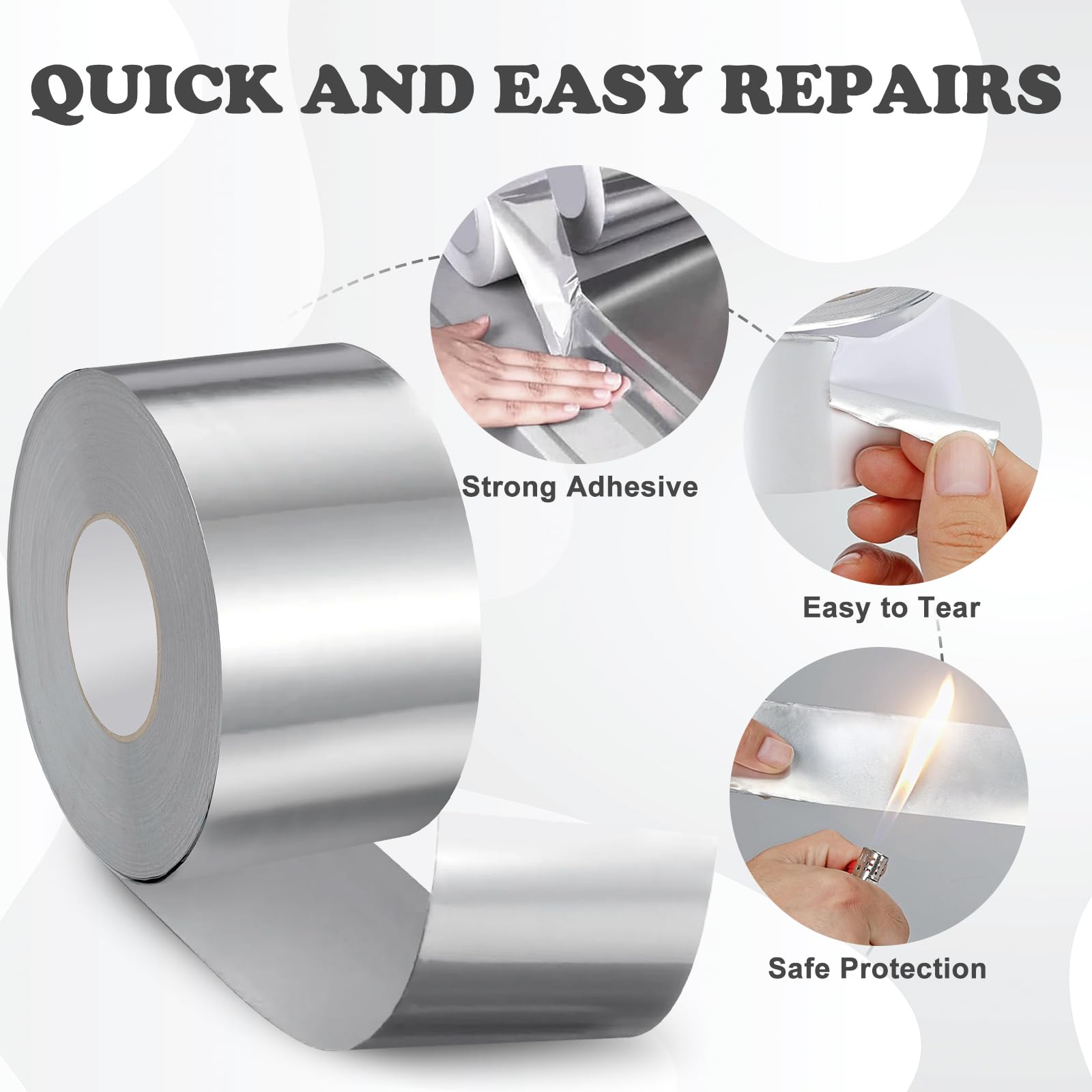 PUWOWYE Cinta De Aluminio, Cinta Aluminio Adhesiva Impermeable y Resistente al Calor, Aluminio Para Sellar para Barreras de Vapor, Sistemas de Ventilación y Aire Acondicionado (50 mm x 10 m)