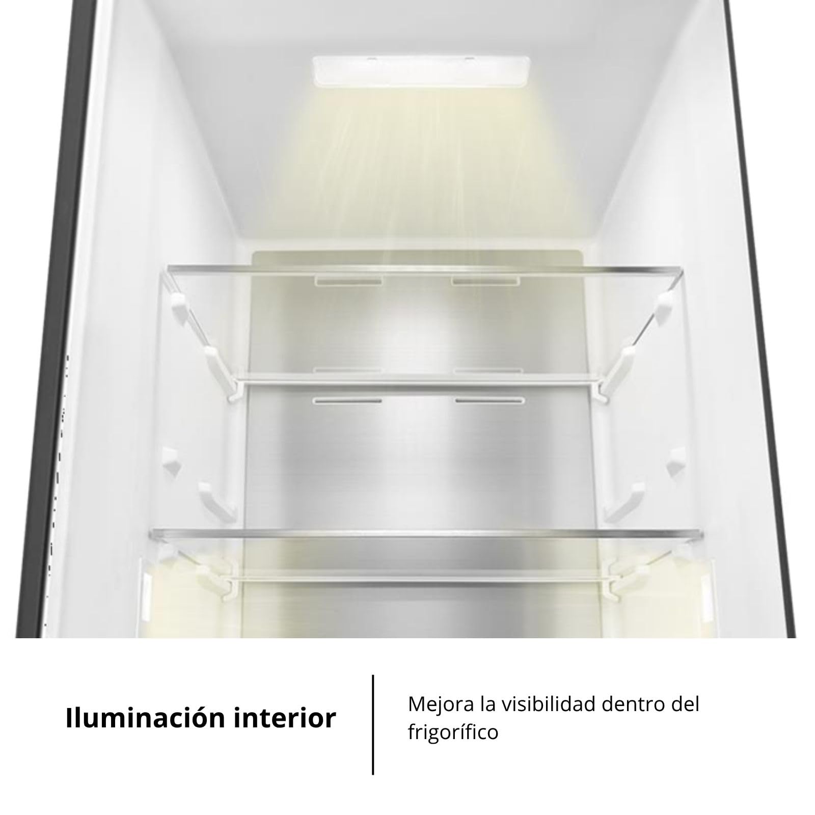 Corbero - Frigorífico Combi | CCGLML201725NFN | No Frost | Inverter | 356L | 200cm | Display Puerta | Fresh Box | Cajón Crisper | Estantes cristal | Cristal Negro