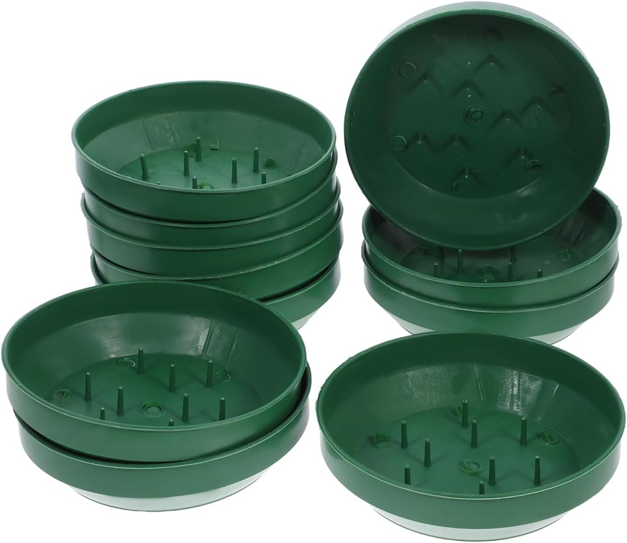 Levemolo 10Pcs Round Floral Foam Trays 5.70 Inch Flower Arrangement Supplies Plastic Mud Tray Base for Weddings and Parties