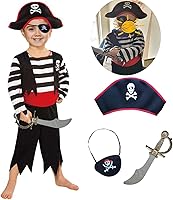 Vista 1 de Disfraz de pirata para niños con sombrero, parche en el ojo, Cutlass