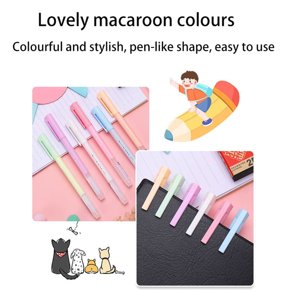 6 Stylos Colle à Séchage Rapide - Bille Rose - Pour Loisirs Créatifs - Uxcell - Neuf