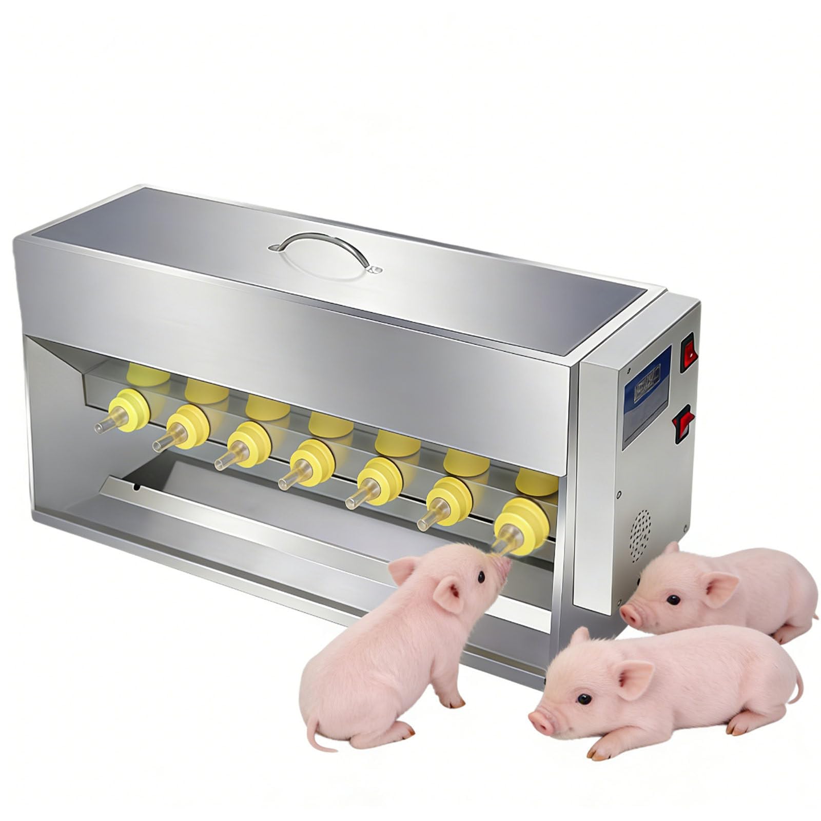 Biberon Automatico per Il Latte dei Suinetti in Acciaio Inox da 15/20 L con Foro Sonoro, Tettarella 10/14 per Agnelli E Piccoli Bovini, Soluzione Efficiente per L'Allattamento 14Nipples