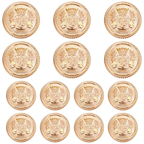 Mabor Juego de 14 botones dorados para blazer de 23 mm y 18 mm, botones de metal vintage para hombre, botones dorados para blazers, trajes, abrigos deportivos, uniformes, chaquetas decorativas