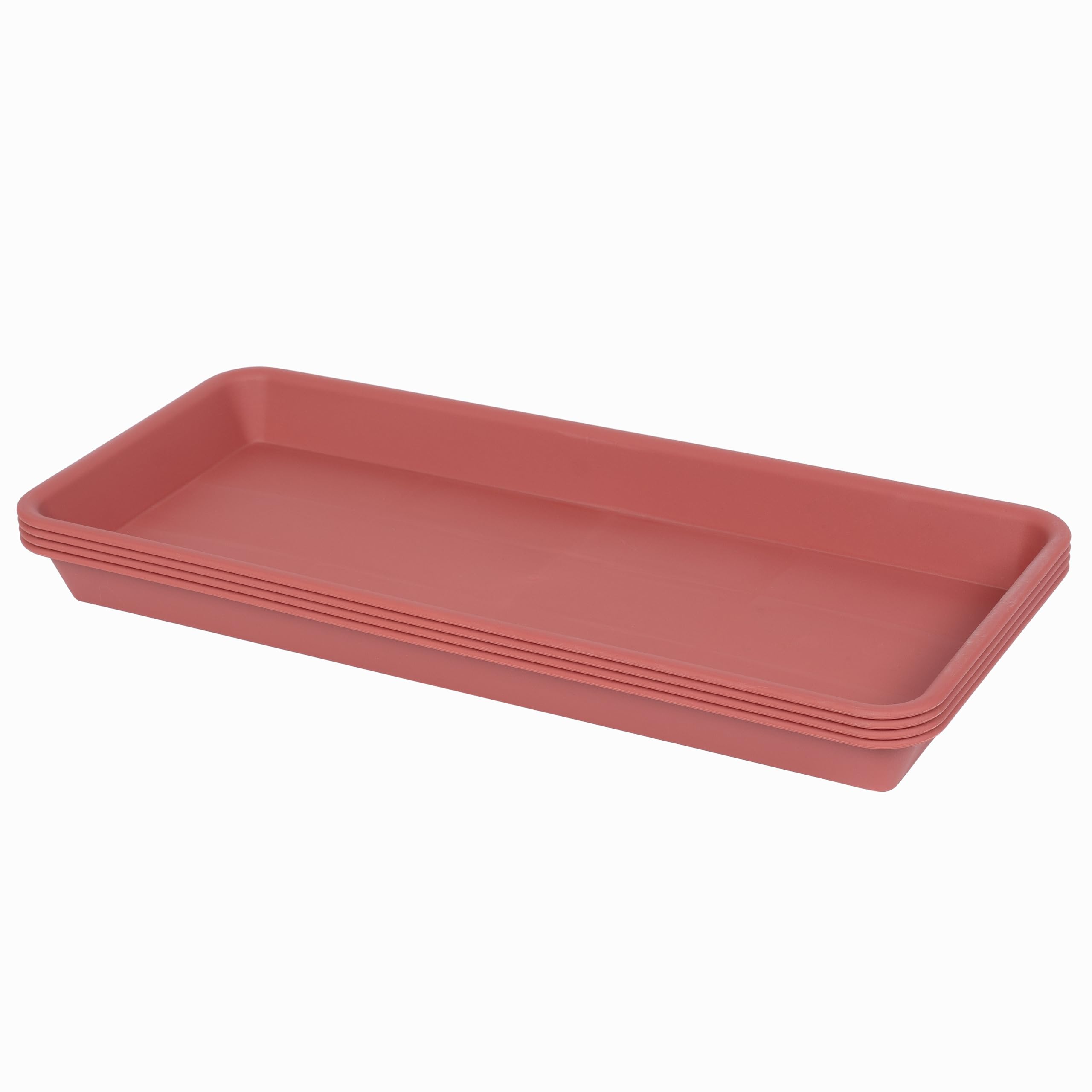 VUWEZ 2 Pack Plastic Plant Trays, Rectangular 17 18 inch, Indoor/Outdoor Plant Water Drip Trays for Flower Pot Planter, Windowsill (7.8 x 17.5'', Brown) — view 8