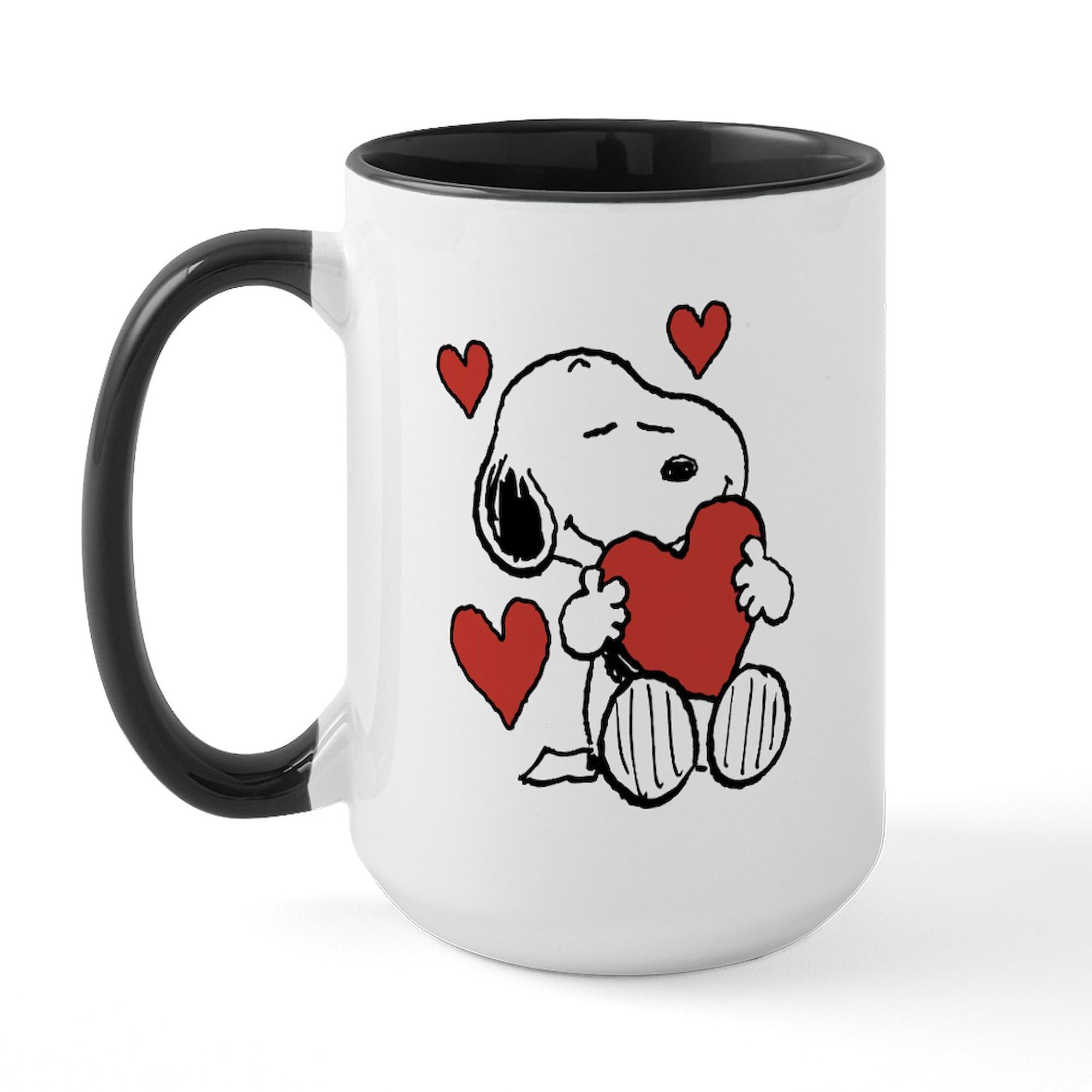 CafePress Snoopy On Heart Mugs 15 oz (444 ml) Ceramic Coffee Mug