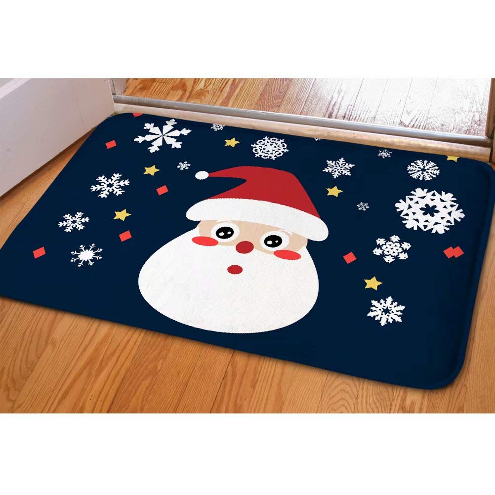 chaqlin Flannel Shower Mats Merry Christmas Snowman Welcome Doormats Indoor Home Printed Bell Pattern Decorations For Home Carpets Decor โ image 1
