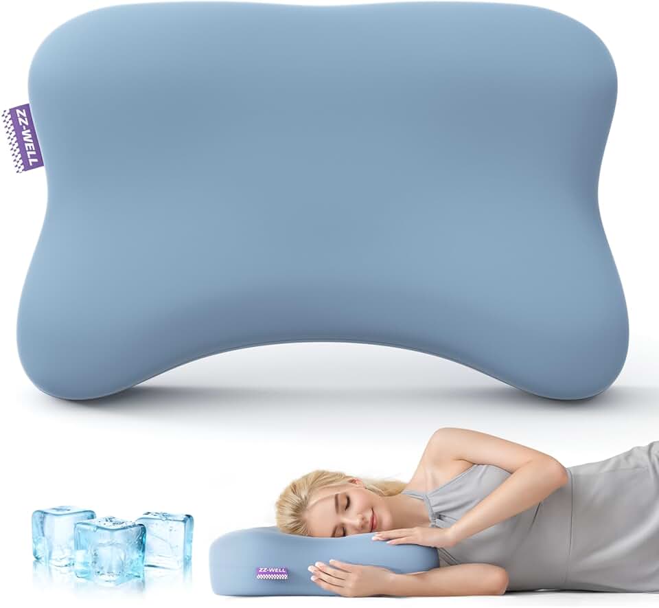 Side Sleeper Pillow - Patented Cervical Neck Pillow for Sleeping with Cooling Cover - High Loft Heavy Density Memory Foam Pillows 