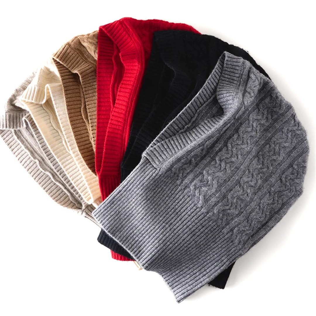 Gorro Con Capucha De Punto De Cachemira De 100%, Pasamontañas Suave Y Cálido Para Invierno, Gorros Con Protección Para El Cuello Y La Oreja Para Exteriores, Gorros Con Flores Retorcidas, Cuello Falso