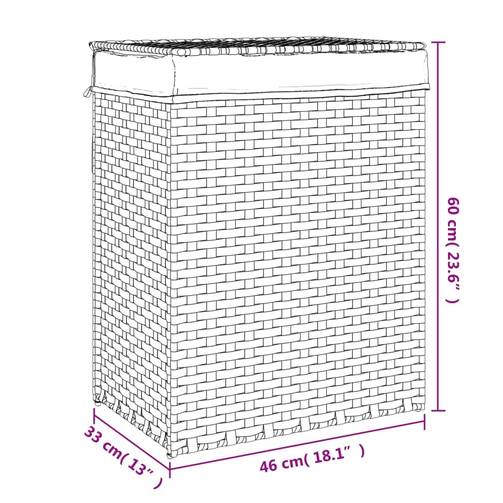 Kosz na pranie z pokrywką 46x33x60 cm Poly Rattan ciemnobrązowy