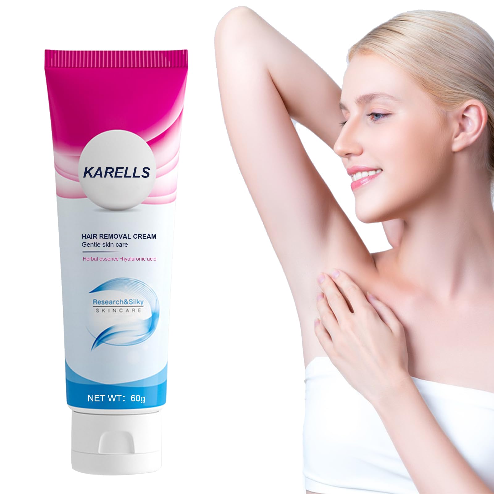 Crema Depilatoria Mujer, Crema Depilatoria, Crema Depilatoria íNtima Para Mujeres, Crema Depilatoria para Partes Privadas, para Rostro, Axilas, Brazos, Piernas, Bikini, 60g