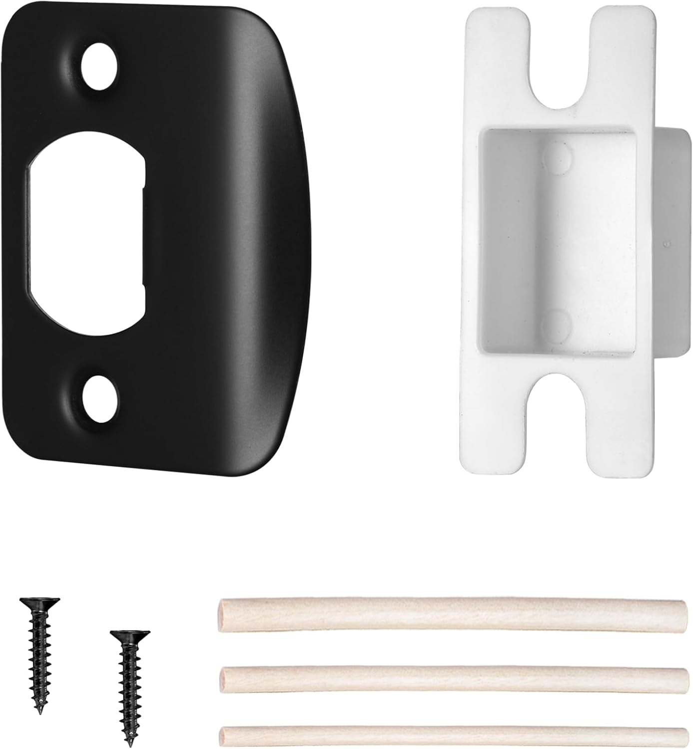 Matte Black Door Strike Plate for Interior Doors, Adjustable Security Reinforcement Plate, Door Latch Repair for Home, 1 Pack