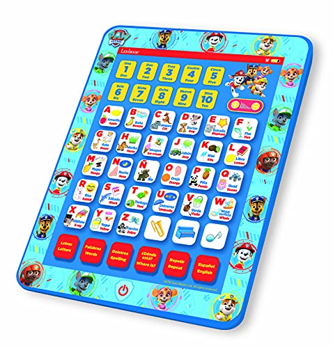Lexibook, Paw Patrol, Tableta Educativa Bilingüe Interactiva, Juguete para Aprender el Alfabeto Letras números Palabras deletreo y música, Inglés/Español, Azul, JCPAD002PAi2