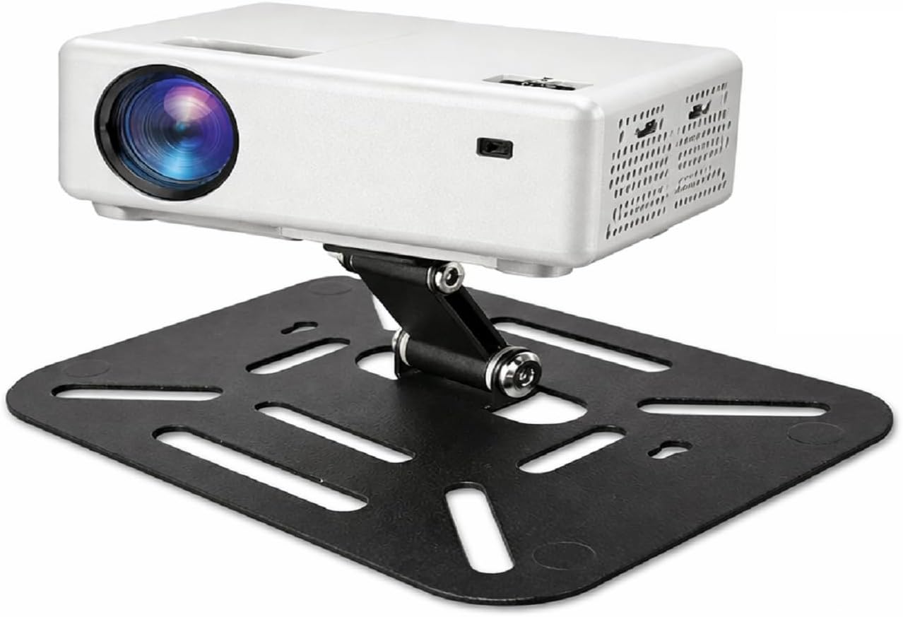 Universal Desktop Projector Wall Mount Stand | 180° Adjustable Projector Ceiling Mount Bracket | Carbon Steel Wall Holder for Single Screw Stand | Heavy Duty Rotatable (Black)
