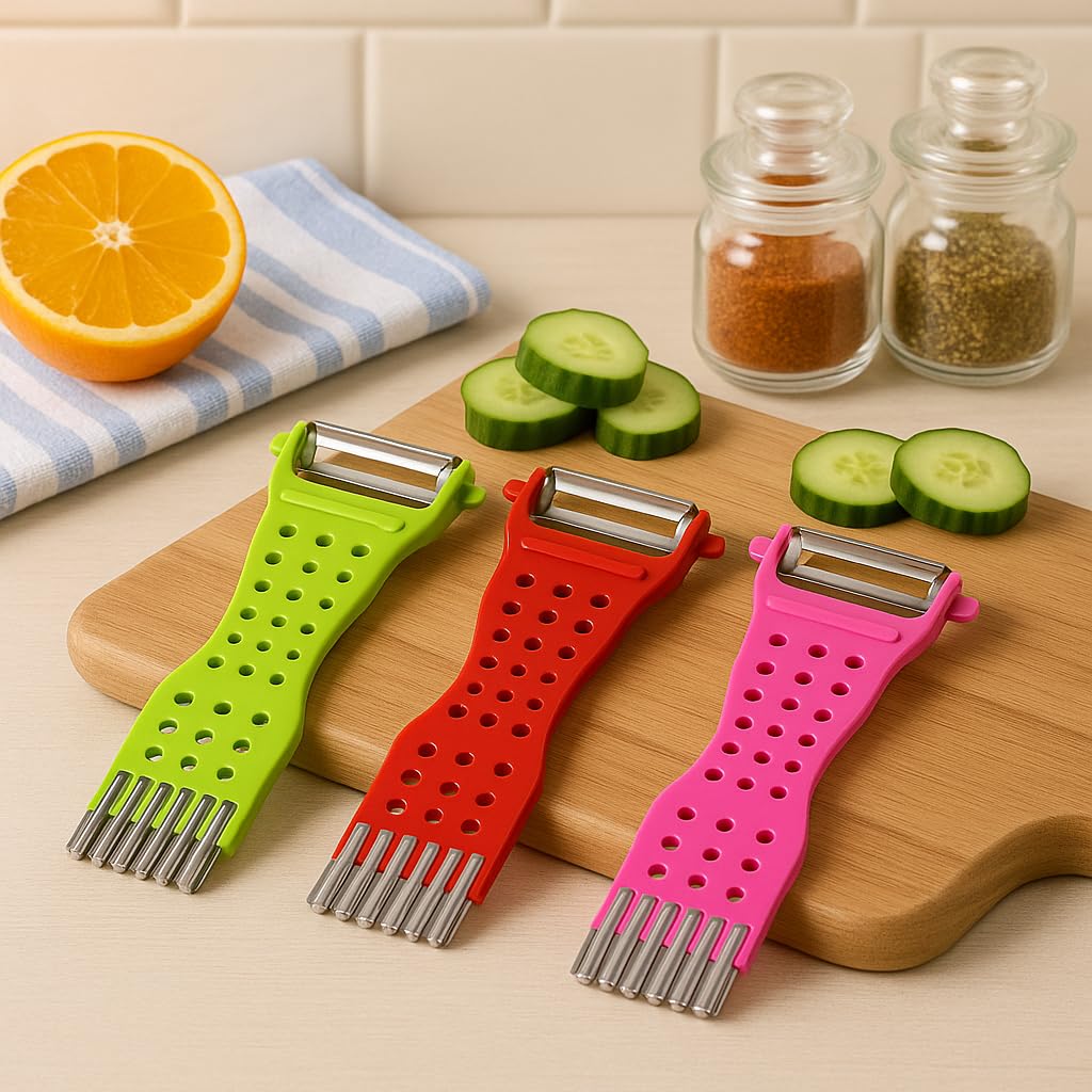 SUWORS Çok Amaçlı Renkli Sebze Soyucu ve Julienne Rende – Paslanmaz Çelik Bıçaklı, Ergonomik Tasarım, Patates Havuç Kabak İçin Pratik Mutfak Aleti