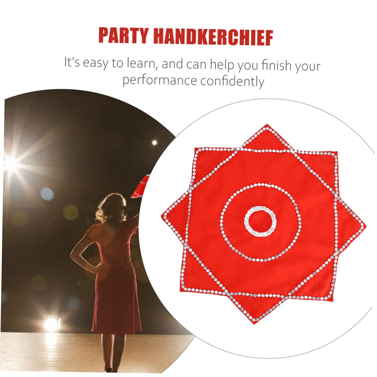 BESPORTBLE Dancing Scarves Reusable Party Handkerchief Prop Sequin Design for Stage Performance