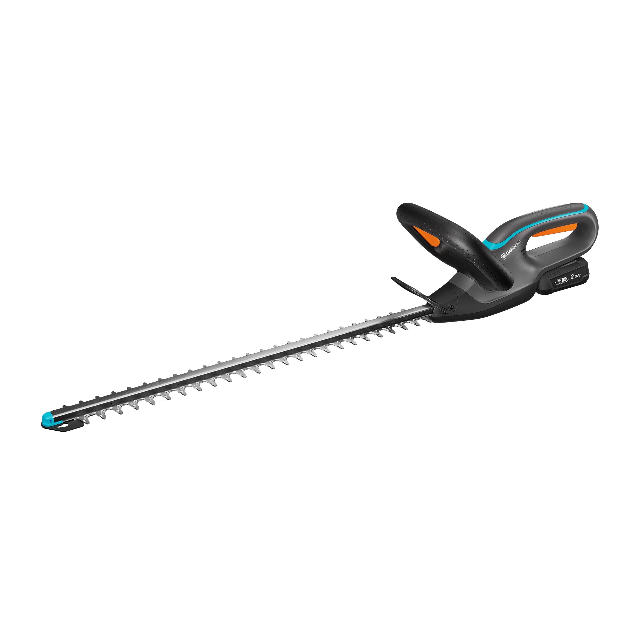 Gardena Akumulatorowe nożyce do żywopłotu EasyCut 55/18V P4A – zestaw z akumulatorem: Przeciwbieżne noże, Osłona końcówki noży, Ergonomia, Łatwe przechowywanie, Brak przewodu (14735-20)