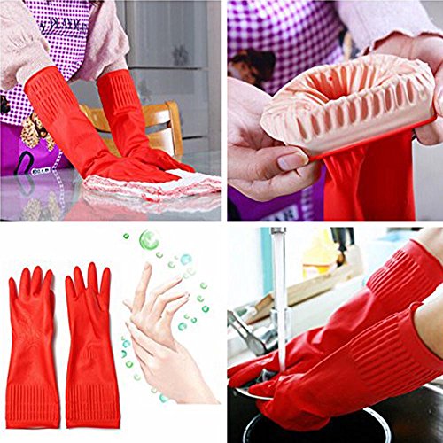 Flowersea998 Latex Rubber Gloves for Clean Sense Dish Washing, Housework, Laundry Supplies, (2 x Color)