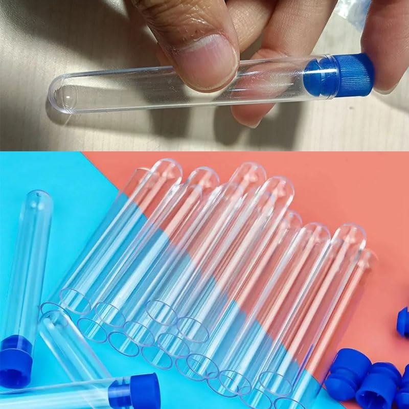 100 Pack 5ML Test Tubes with Caps Plastic Clear Graduated Vial Sample Storage Container Testing Tube for Scientific Experiment Halloween Lab Essentials Plant Propagation Water Check