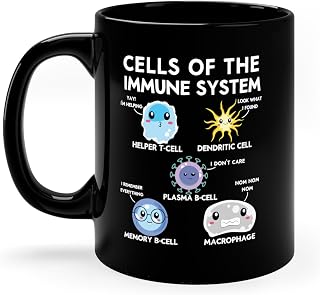 Cells of the Immune System Black Cup, Funny Immunology Lover Coffee Mug Gifts, Immunologist Present