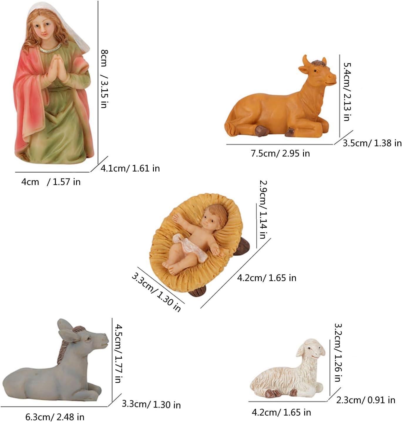 Christmas Nativity Figurines Resin Manger Holy Family Scenes Statue for Xmases Indoor Home Table Decorations Christmas Figurines