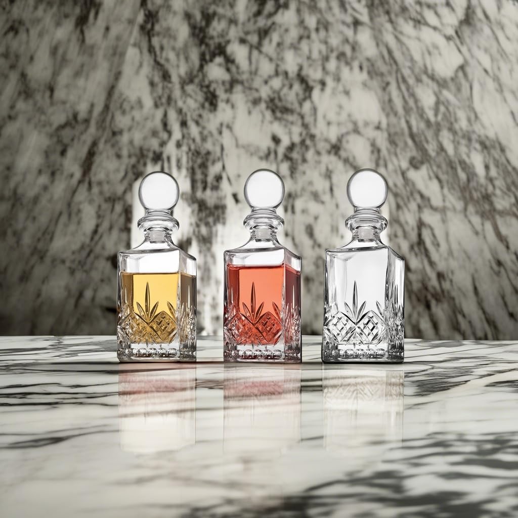 Godinger Mini Whiskey Decanter Barware Set - Dublin Crystal Collection for Liquor Whisky Vodka or Wine - 10oz, set of 3