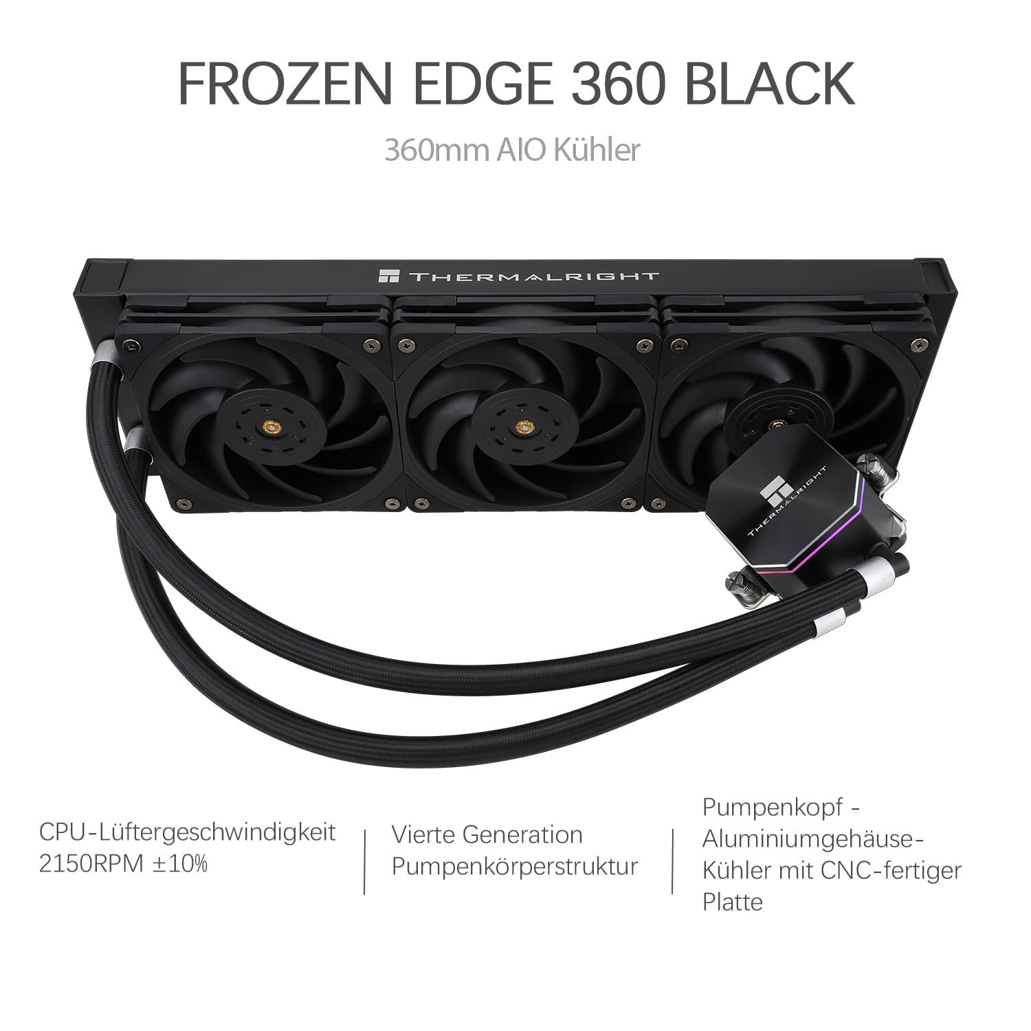 TR-Thermalright Frozen Edge 360 - Radiatore liquido CPU 360 mm, facile da installare, per AMD/AM4/AM5, Intel LGA1851/1700/115x/1200/2011