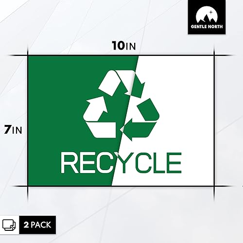 Miniatura 2 de Gentle North Paquete de 2 calcomanías de reciclaje para bote de basura (10 x 7 pulgadas), calcomanías de reciclaje para papelera, calcomanías de