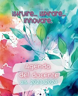 Agenda del docente settimanale a.s. 2023/2024: Planner mensile/settimanale, spazio per appunti ed orario.