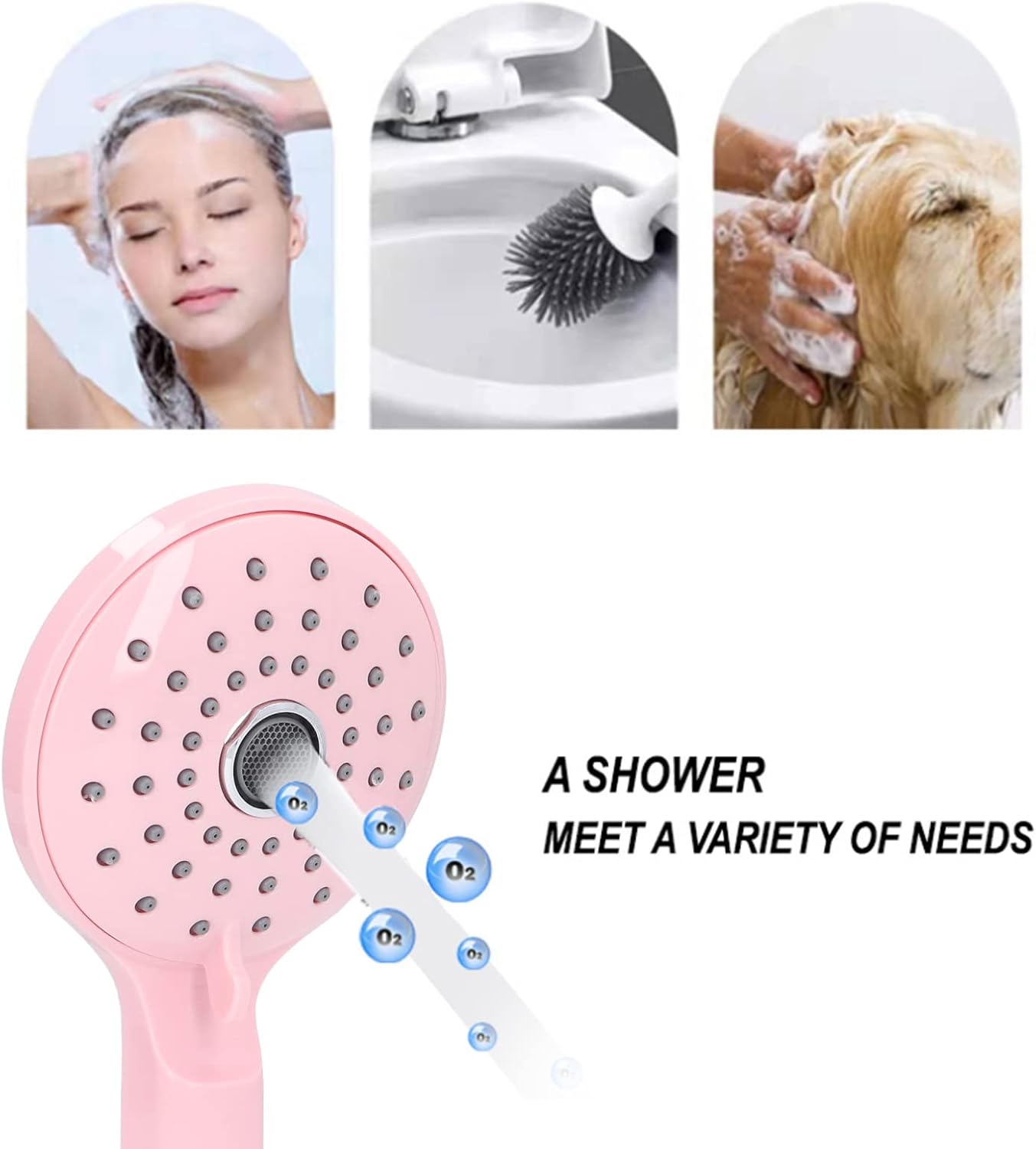 CHICIRIS High Pressure Shower Head, Pressurized Handheld Showerhead with 2 Spray Functions for Bathroom Hotel Bathtub()