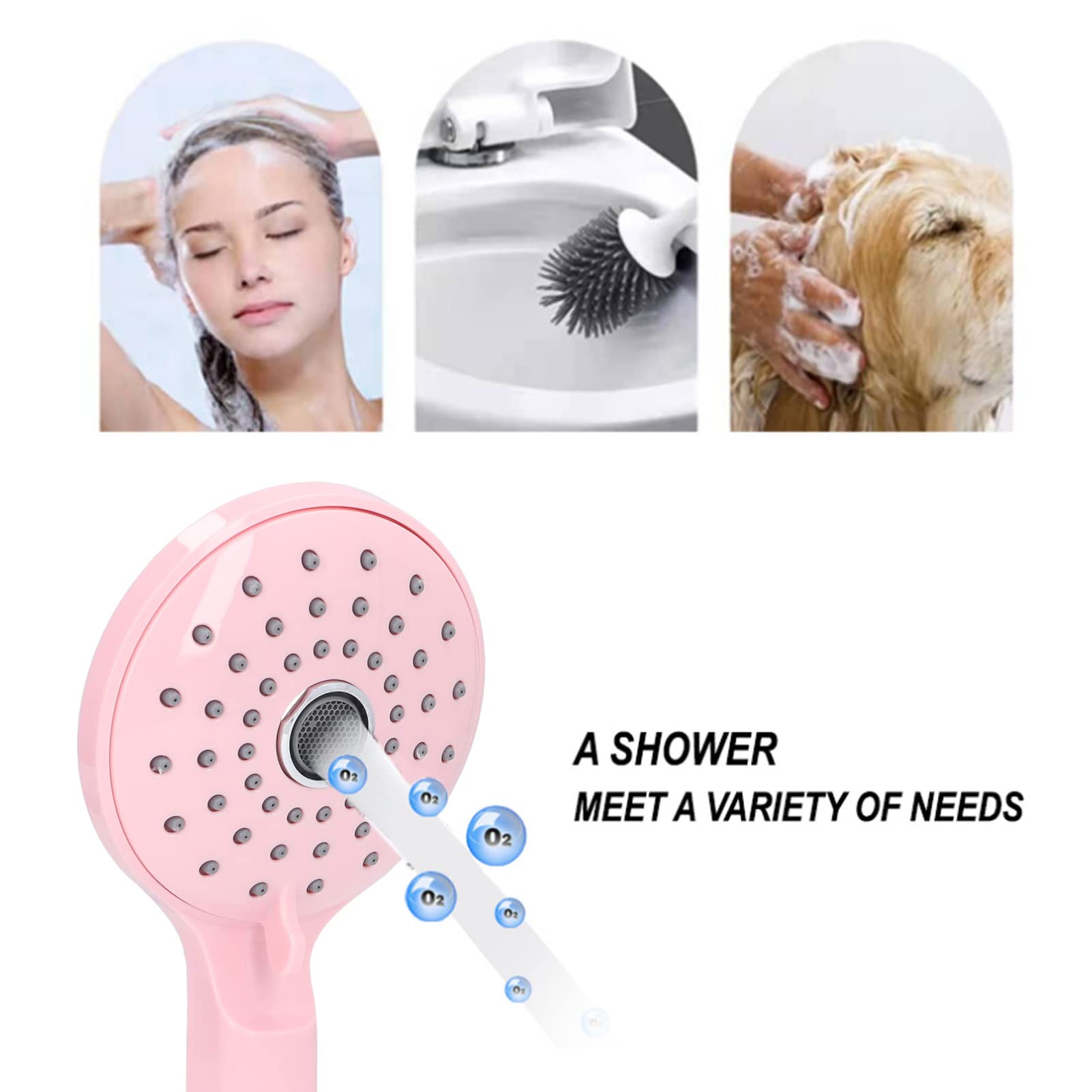 Mingzhe Soffione Doccia Portatile In ABS Pressurizzato – 2 Modalità, Rosa Ciliegia, Adatto A Bambini E Anziani