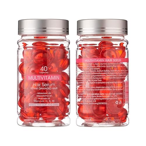 No Rinse Hair Treatment Serum, Hair Vitamin Serum Oil Capsules, Enriched with Vitamin A C E B5, Moroccan Avocado Oil for Hair Repair, Moisturizing, Conditioner for Women & Men