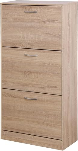 Miniatura 3 de DiMorture Zapatero con 3 cajones abatibles, armario de almacenamiento moderno independiente para tacones, botas, zapatillas, zapatero estrecho para