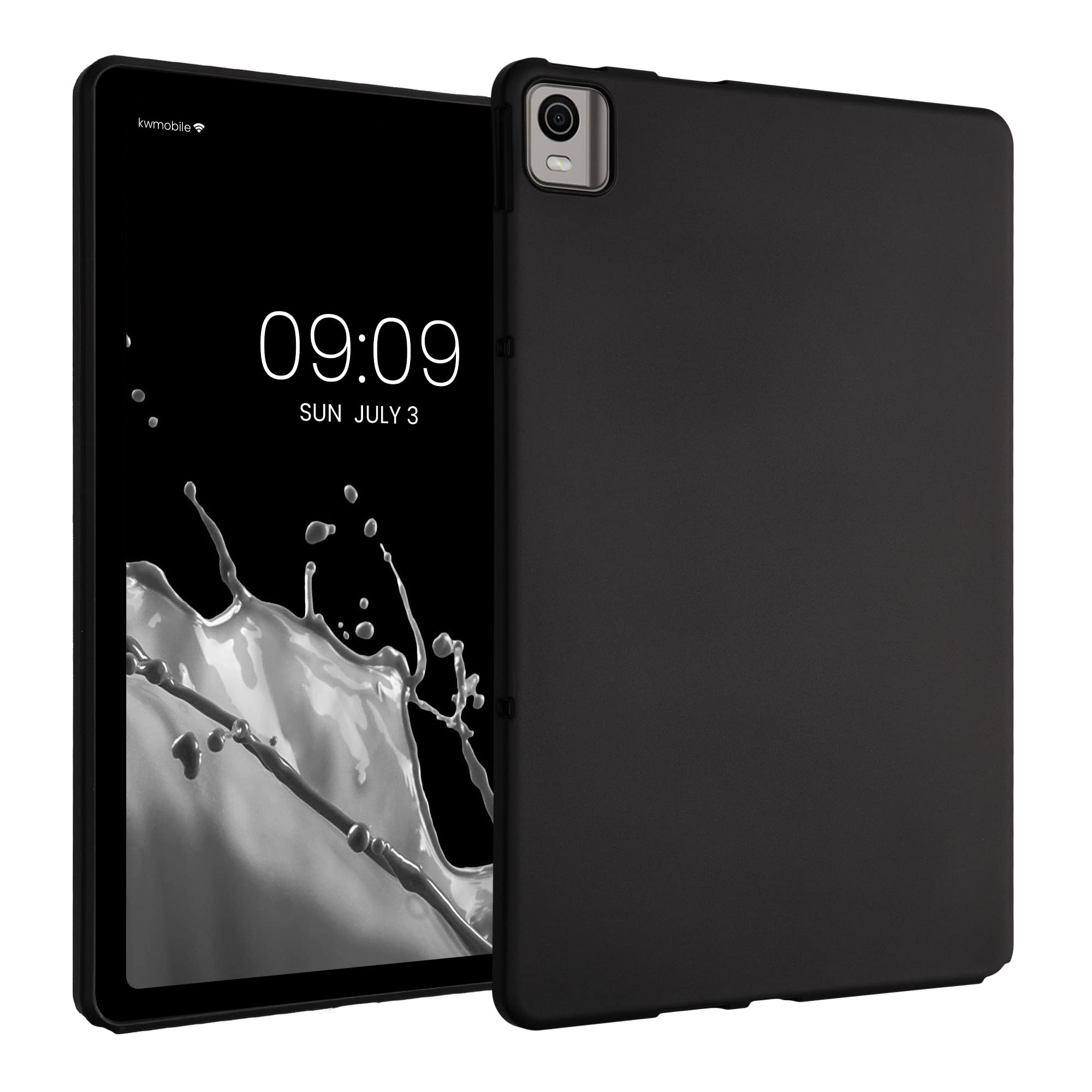 kwmobile TPU Silicone Case Compatible with Nokia T21 Tablet - Case Soft Flexible Shock Absorbent Cover - Black Matte