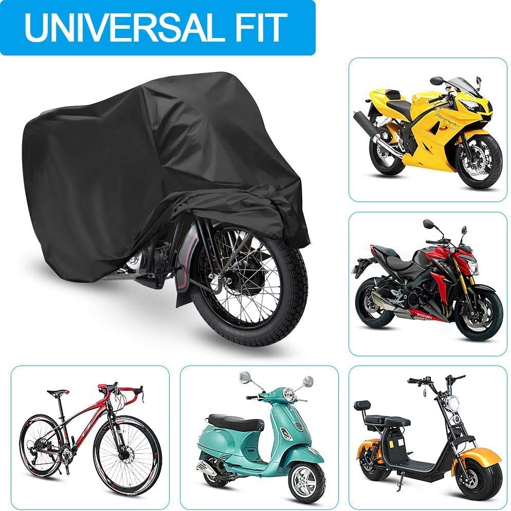 unibelin Housse de Protection Moto Couverture Imperméable 190T Housse de Moto Couverture la Pluie, la Neige, la poussière, Anti-UV Couvre-Moto pour Moto Scooter avec Sac 245 * 105 * 125cm - Noir - Image 5