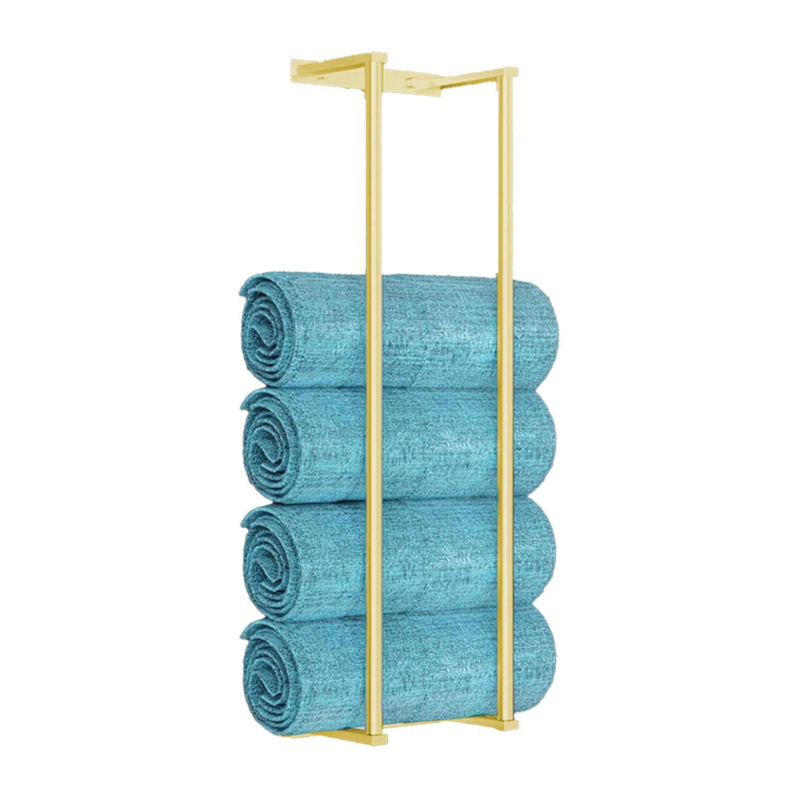 Porte-serviettes mural doré gain de place pour petite salle de bain et camping-car