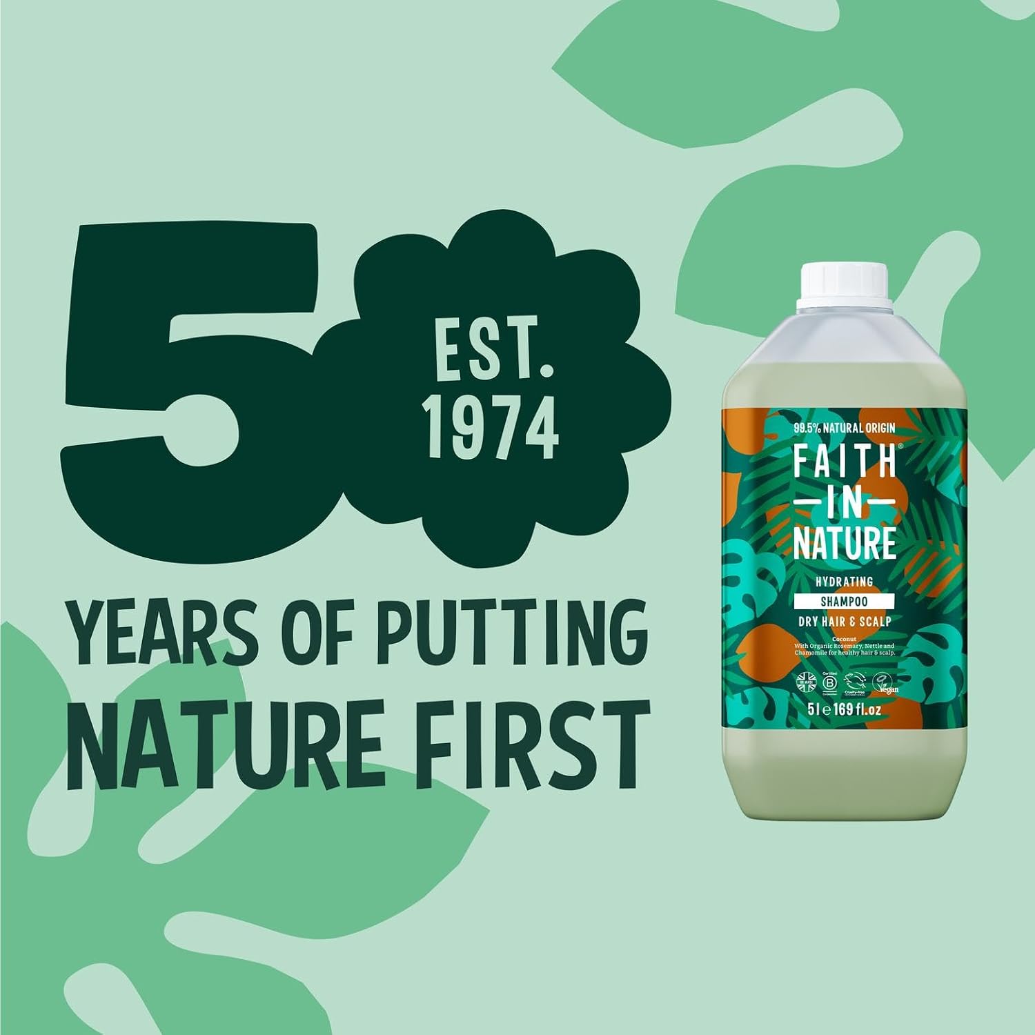 FAITH IN NATURE Natural Shampoo - Vegan & Cruelty Free, No SLS or Parabens - 169 fl oz Refill Pack, Coconut