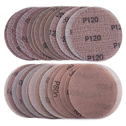 Jkjhbhged 30 Pcs Mesh Sanding Discs 125mm 80-600 Grit Hook and Loop Sanding Paper Dry Abrasive Discs for Sander Replacement Pads