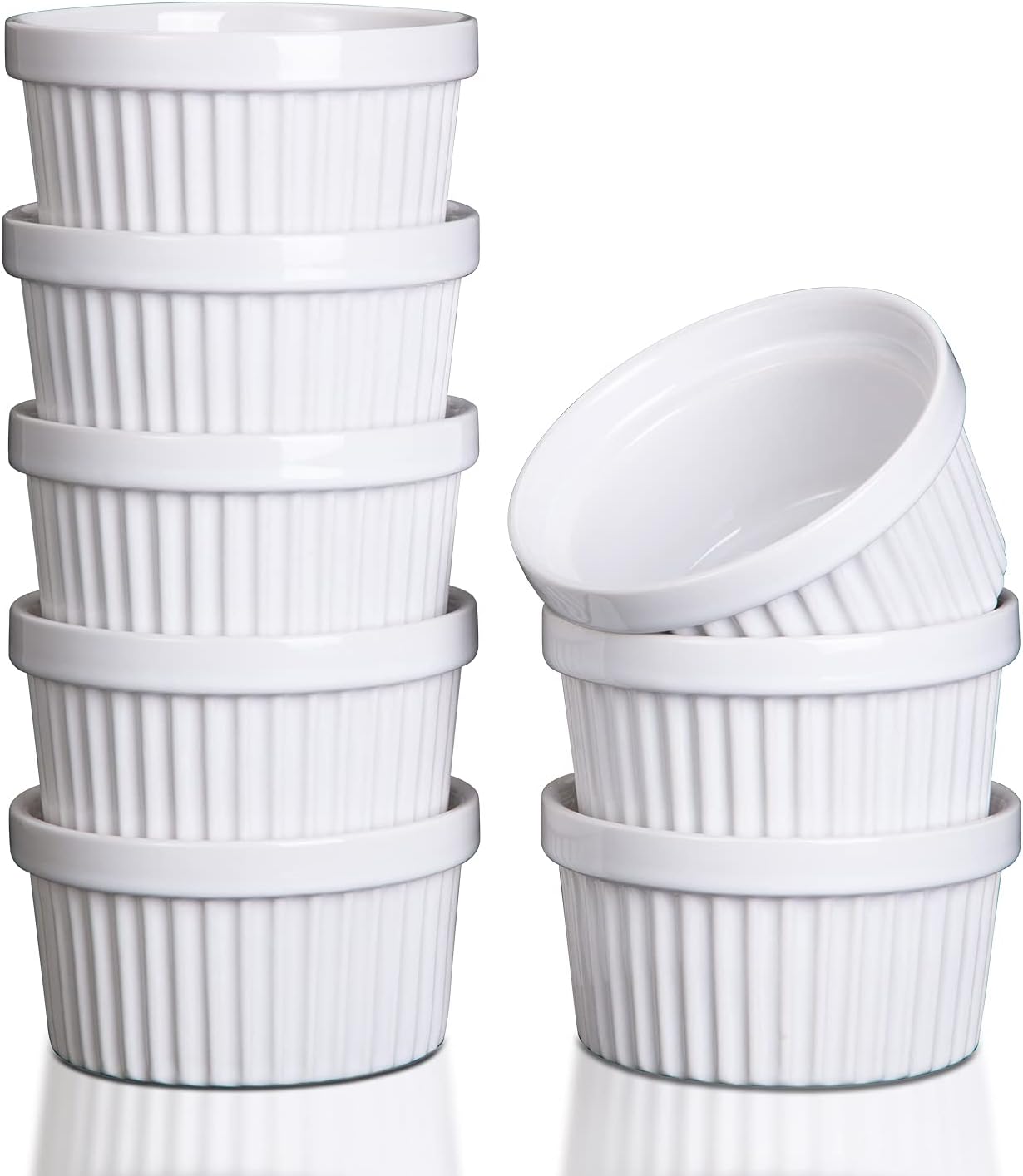Cibeat 8 oz Ramekins Bowls, Set of 8, Porcelain Dipping