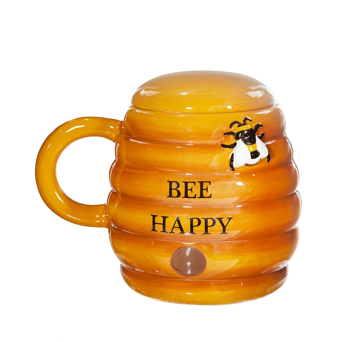 Sass & Belle Beehive Mug with Lid - Novelty Coffee Mug Gift for Mum – Cute Ceramic Tea Cup with Lid – Gifts for Her or Him – Bee Happy Design Home Décor Accessory