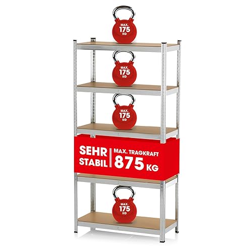 EASYmaxx Schwerlastregal 180x90x40 cm | 875 kg Traglast, 175 kg