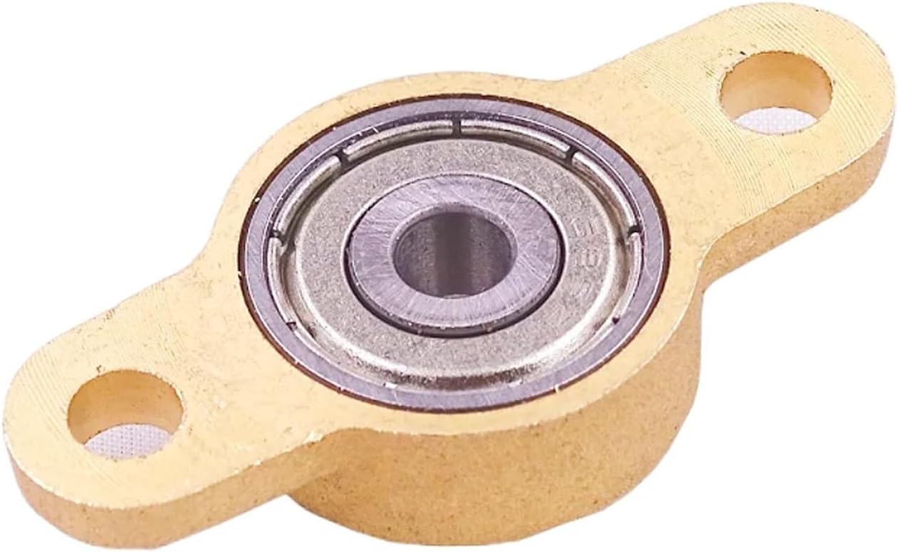 נאָענט-אַרויף view of the KFL 10mm flange bearing, showing the inner and outer rings within the zinc alloy housing.