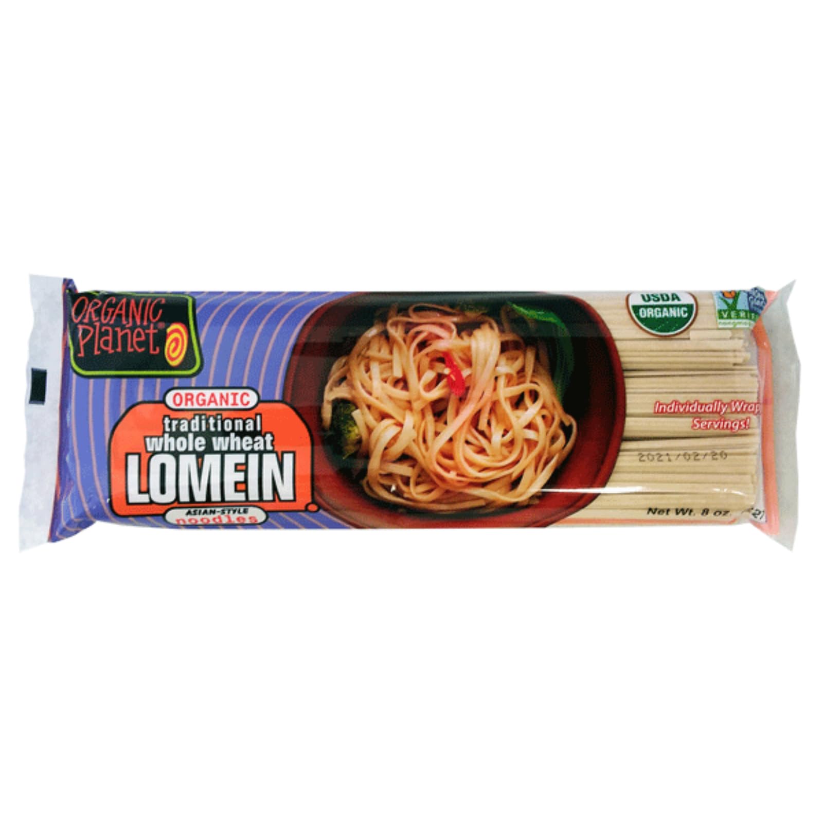 Traditional Whole Wheat Lo Mein Noodles, USDA Organic, Non-GMO Verified, Vegan, Asian Pasta, 8 oz (1 pack)
