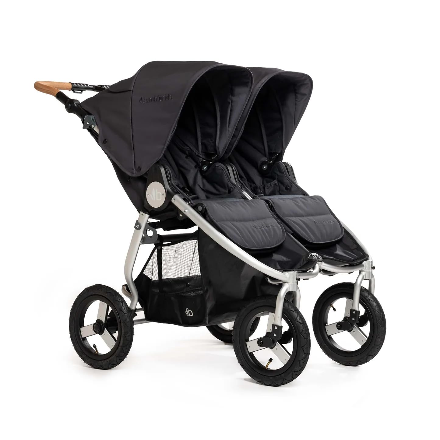 Bumbleride Indie Twin Double Stroller - Side-by-Side Infant and Toddler Stroller with Compact Standing Fold, Air-Filled Tires & All-Wheel Suspension - Dusk